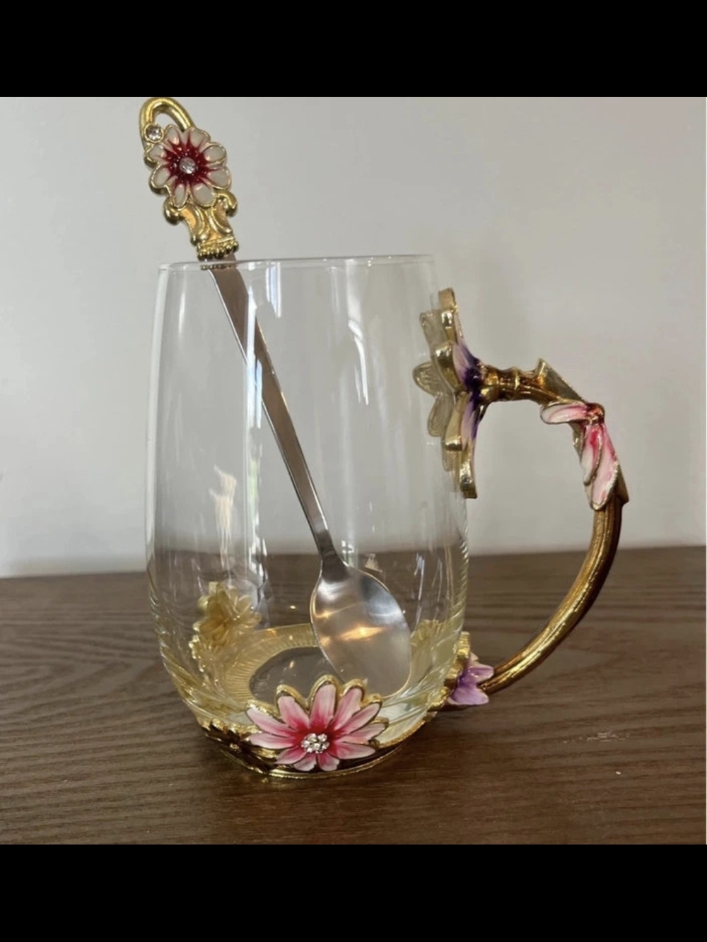 ARC OF FRANCE ENAMEL FLOWER TEA MUG